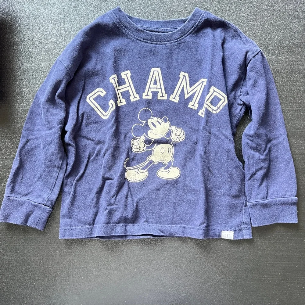 Gap x Disney Baby Mickey Mouse Navy Blue Long Sleeve Graphic T-Shirt Size 4 - Picture 2 of 8